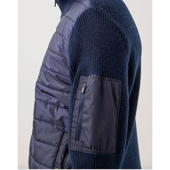 NWT J.Lindeberg Mens Beck Knitted Hybrid Jacket, Navy, Large - Picture 3 of 7